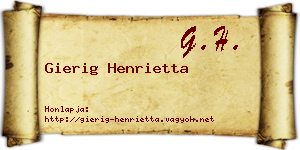 Gierig Henrietta névjegykártya